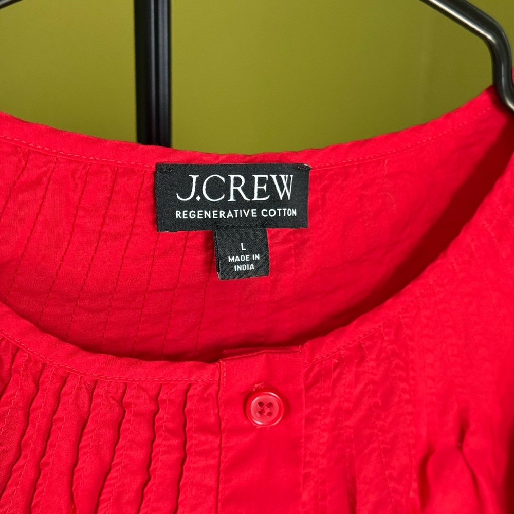 J. Crew Red Eyelet Button-Up Top size Large - Picture 2 of 4